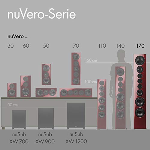 Nubert nuVero 170 Standlautsprecherpaar | Lautsprecher für Stereo | HiFi Qualität auf höchstem Niveau | passiv Standboxen mit 4 Wegen Made in Germany | High End Standlautsprecher Rot/Schwarz | 2 Stück