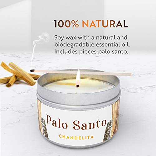 Chandelita Palo Santo Duftkerze, Aromatherapie, für Luftreinigung und spirituelle Heilung und Reinigung, mit Palo Santo und Sojawachs für Entspannung, Meditation und Chakra-Heilung