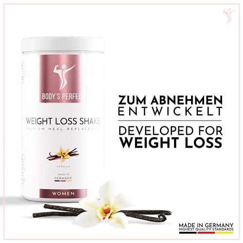 BODY'S PERFECT® Weight Loss Shake für Frauen, Diät Shake zur Gewichtskontrolle mit hochwertigem Protein, Mahlzeitersatz mit allen wichtigen Vitaminen und Mineralstoffen, 500g (Vanille)