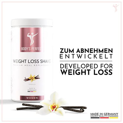 BODY'S PERFECT® Weight Loss Shake für Frauen, Diät Shake zur Gewichtskontrolle mit hochwertigem Protein, Mahlzeitersatz mit allen wichtigen Vitaminen und Mineralstoffen, 500g (Vanille)