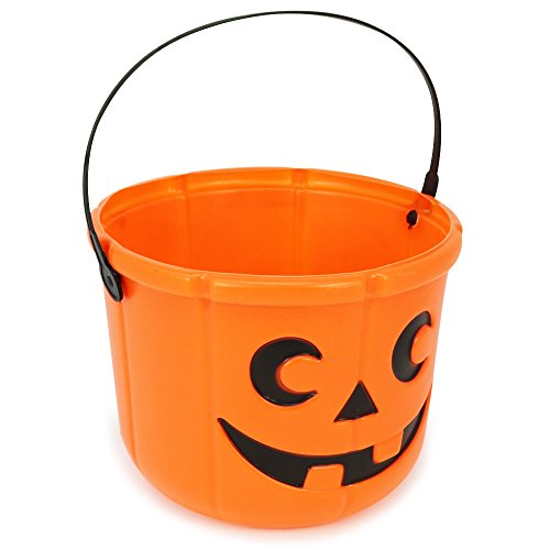 com-four® 4X Halloween Körbe, Kürbis Eimer zum Sammeln von Süßigkeiten zu Halloween, 14 cm hoch, Ø 18 cm (04 Stück - 14x18 cm)