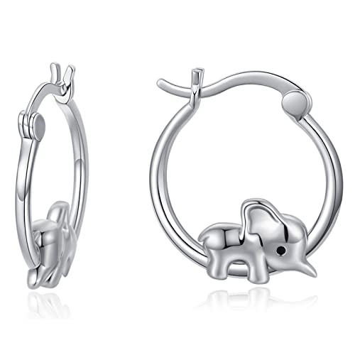 Elefant Ohrringe Mädchen 925 Sterling Silber Creolen Elefant Geschenk Elefanten Ohrstecke Hypoallergene Schmuck für Damen Frauen