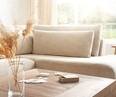 DELIFE Sofa Isla Chenille Beige 430 x 225 cm Ottomane rechts Wohnlandschaft