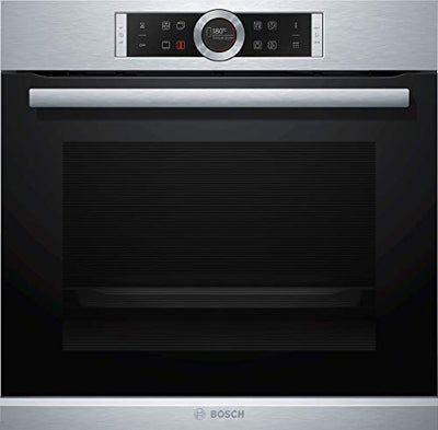 Bosch Hausgeräte HBG675BS1 Serie 8 Einbau-Backofen, 60 x 60 cm, Made in Germany,Pyrolyse Selbstreinigung, AutoPilot 10 10 Automatikprogramme, 4D Heißluft Backen auf 4 Ebenen,TFT-Touchdisplay,Edelstahl