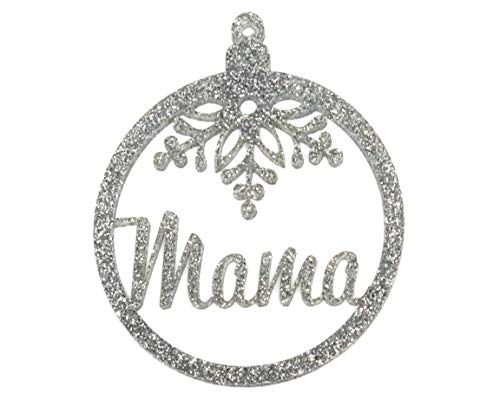 Weihnachtskugel Ornament mit Name, personalisierte Weihnachtskugel, Glitzer, Ornamentl, Motiv Schneeflocke, Farbe wählbar