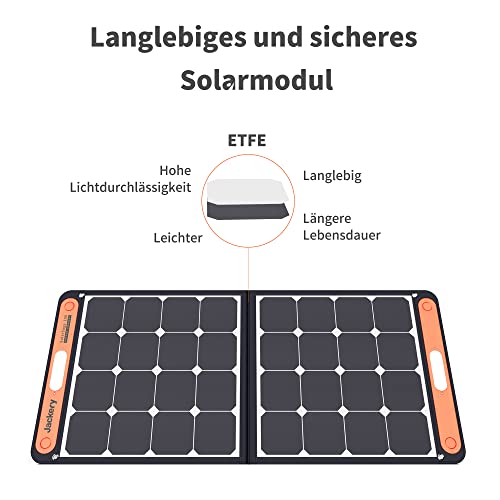 Jackery Faltbares Solarpanel SolarSaga 100 - Solarmodul für Explorer 240/500/1000 Tragbare Powerstation - Solarladegerät mit 2 x USB-Anschluss -100W Outdoor Solargenerator für Camping und Garten