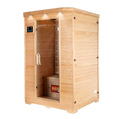 Home Deluxe – Infrarotkabine – REDSUN M – Vollspektrumstrahler – Holz: Hemlocktanne - Maße: 120 x 105 x 190 cm I Infrarotsauna für 2 Personen, Infrarot