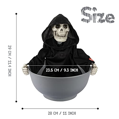 KI Store Halloween süßigkeiten Halter, Animiert Korb Skelettgeist Schale Hand, Candy Bowl Holder Eimer mit leuchtenden Augen für Spukhaus die gruseligste Dekoration zu Halloween