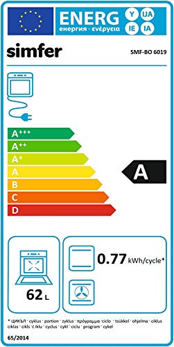 Simfer Einbau-Backofen 60 cm BO 6019, 62 L, 3 Funktionen, Backraumbeleuchtung, 2-fach Verglasung, Emaillierter Garraum, Kühlgebläse, 2 Jahre Garantie