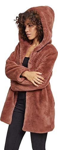 Urban Classics Ladies Hooded Teddy Coat, Farbe darkrose, Größe M