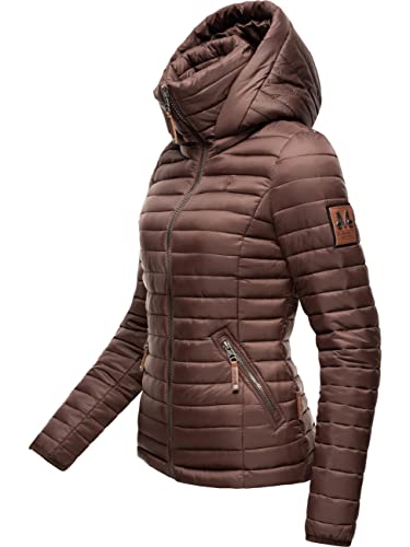 MARIKOO Damen Übergangsjacke Steppjacke mit abnembarer Kapuze Löwenbaby Chocolate Gr. XL