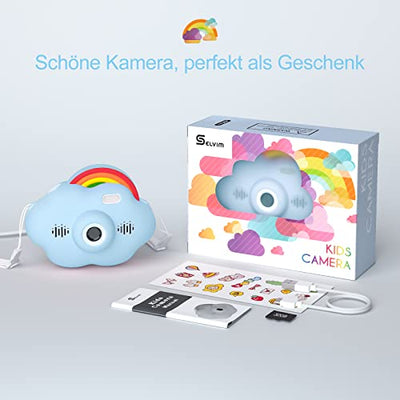 Selvim Kinderkamera [MP3 + Lernspielen], Duale Linse Selfie Digitalkamera für Kinder von 3-12 Jahren, 24 MP 1080P HD Kamera Kinder, Fotoapparat Kinder Wiederaufladbar 32GB, Geschenk für Mädchen Jungen