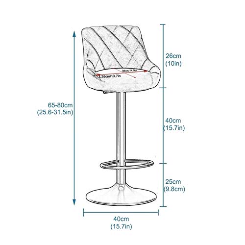 FPigSHS Barstühle Barhocker aus Metall 4er-Set - 360° drehbare Barhocker, Samtstuhl mit Rückenlehne, Moderne Frühstücks-Hocker für Bar/Cafe/Küche/Zuhause, Höhe: 65-80cm Tresenhocker Bistrohocker