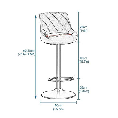 FPigSHS Barstühle Barhocker aus Metall 4er-Set - 360° drehbare Barhocker, Samtstuhl mit Rückenlehne, Moderne Frühstücks-Hocker für Bar/Cafe/Küche/Zuhause, Höhe: 65-80cm Tresenhocker Bistrohocker