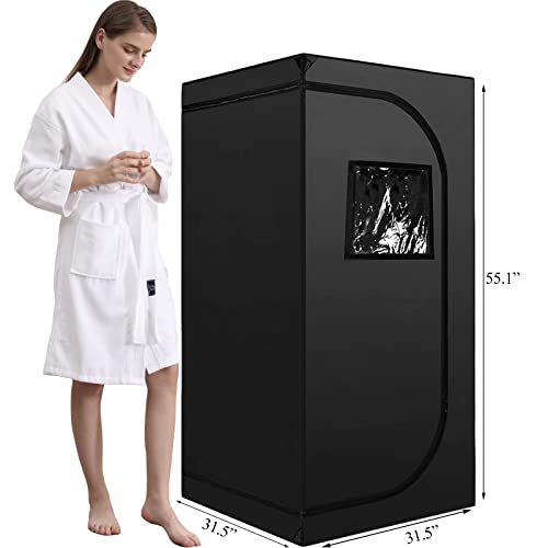 ZONEMEL Tragbares Sauna-Zelt, volle Größe, für eine Person zu Hause, Spa-Zelt für Entspannung, Detox-Therapie (Dampfgarer nicht im Lieferumfang enthalten, schwarz, 140 x 80 x 80 cm)