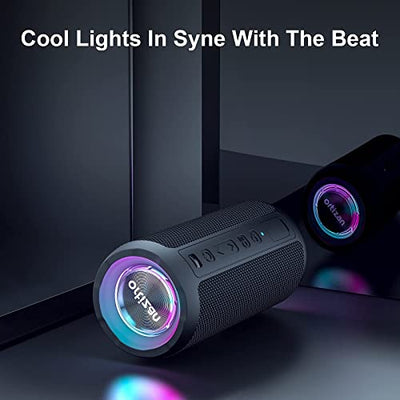 Ortizan Bluetooth Lautsprecher mit Licht, Musikbox Tragbarer Bluetooth Box mit IPX7 wasserdicht, Dualen Bass-Treibern, 30h Akku, Freisprechfunktion für Phone, Draußen