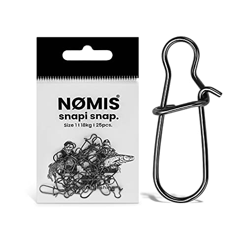 NØMIS Snaps zum Angeln | Einhänger zum Spinnfischen | Karabiner-Set zum Raubfischangeln | Vorfachwirbel | Hohe Tragkraft | schwarz | Diverse Größe verfügbar (#0 | 12kg | 25 Pcs)