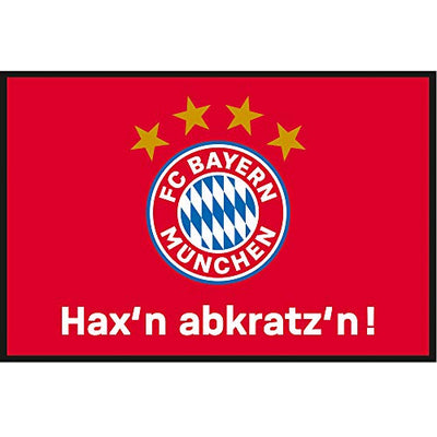 FC Bayern München Fußmatte Hax'n abkratz'n ! 60 cm x 40 cm Schmutzfangmatte mit Rutschfester PVC Unterlage Fußabtreter Fußball FCB Allianz Arena Fußabstreifer für Außen und Innen pflegeleicht