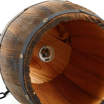 DiLiBee Pendelleuchte Retro Holz Weinfass Hängeleuchte Vintage Decke Anhänger Lampe Einstellbare Kette Industrial Stil Deckenleuchte für Bar Café Küche Restaurant Loft E27