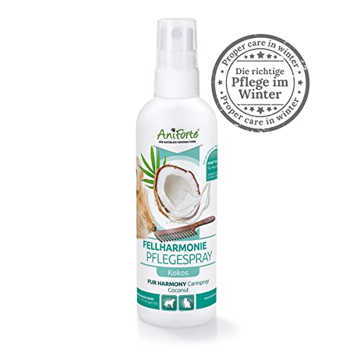 AniForte Fellharmonie Pflegespray Kokos Entfilzungsspray Katzen & Hunde 200ml - Sanfte Pflege für Fell & Haut, Fellspray, Fellpflege Spray für glänzendes Fell, Entfilzung, Kämmhilfe & Entwirrungsspray