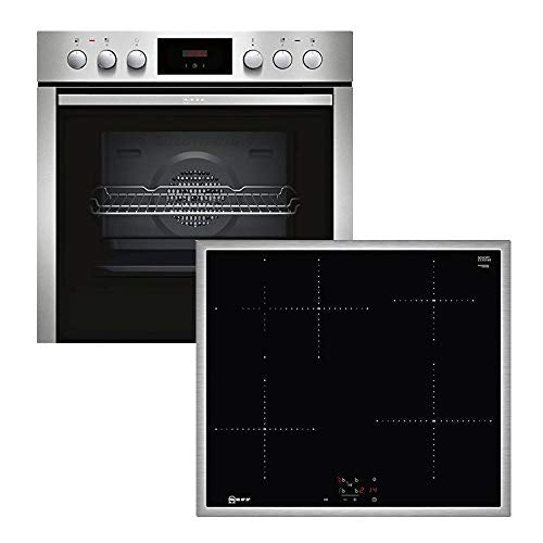 Neff XE4I Backofen-Kochfeld-Kombination / Einbau / 4 Heizelemente / 66 cm / Edelstahl/Schwarz / Klapptür / Topferkennung