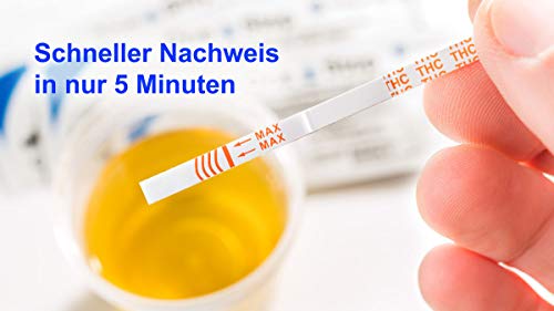 5 x One+Step THC Urintest, Drogentest Cannabis Marijuana Haschisch, Urin Teststreifen für den Schnelltest, hohe Sensitivität Cut-off: 20 ng/ml (5)