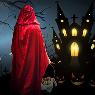 Ainkedin Halloween kostüm, Vampir kostüm, Schwarz Rot Cape 150 cm, 10 gruselige Tattoo-Aufkleber, Unisex Rollenspiel für Erwachsene faschingskostüme Mittelalter