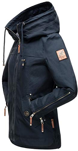 Navahoo Damen Jacke Frühling Übergangsjacke Parka Mantel Kapuze B692 [B692-Wek-Navy-Gr.S]