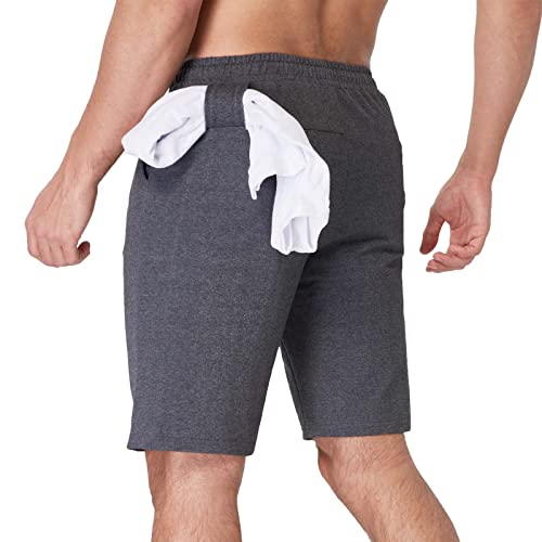 JustSun Kurze Hosen Herren Shorts Kurze Sporthose Jogginghose Sommer Sweatshorts Sport Shorts Baumwolle mit Reißverschlusstaschen Grau XL