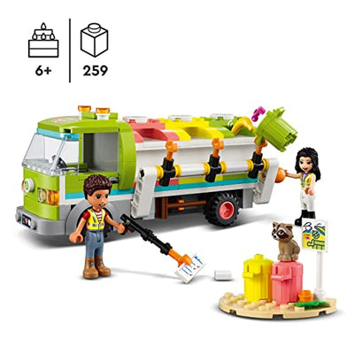 LEGO 41712 Friends Recycling-Auto, Spielzeug-Müllwagen mit Emma und River Mini-Puppen, Lernspielzeug für Kinder ab 6 Jahren