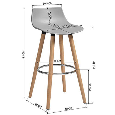 FURNITURE-R France 2er Set Barhocker Frühstückstheke Hochhocker Grau