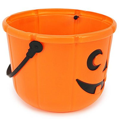 com-four® 4X Halloween Körbe, Kürbis Eimer zum Sammeln von Süßigkeiten zu Halloween, 14 cm hoch, Ø 18 cm (04 Stück - 14x18 cm)