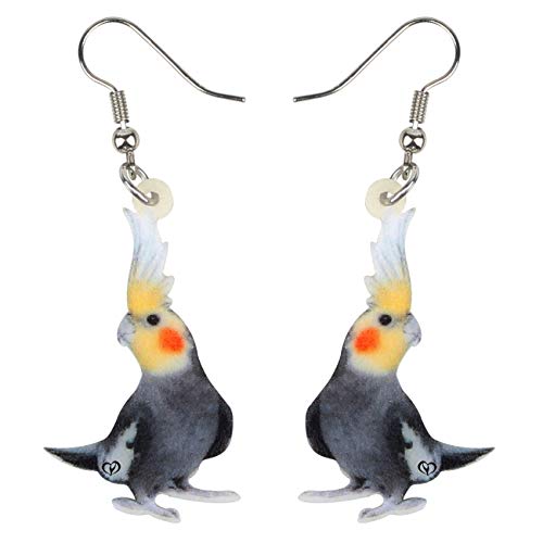 NEWEI Acryl Nymphensittich Papagei Vogel Ohrringe baumeln Tropfen für Frauen Mädchen Damen Mode Vogel Schmuck Geschenke Charme (Grey)