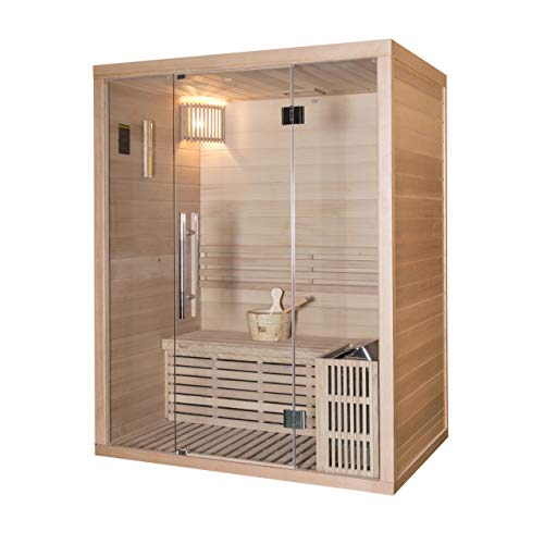 Wellis Igneus Hemlock finnische Sauna 150x105x190cm Komplett-Set inkl. Saunaofen Saunazubehör