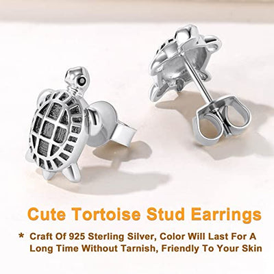 SILVERCUTE Schildkröte Ohrringe Schmuck Damen Silber 925 Tier Ohrstecker Ohr Piercing für Mädchen Stud Earrings Accessoire für Weinhnachten Valentinestag Geburtstag