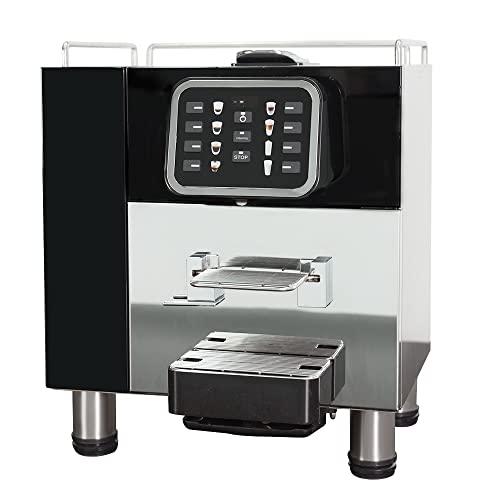 Mcilpoog Kaffeevollautomat, Kapselkaffeemaschine, kommerzielle Kaffeemaschine, mit Milchaufschäumer, unterstützt 8 Arten von Getränken wie Cappuccino, Latte usw., Edelstahlmaterial