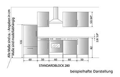 expendio Küchenblock Georgia 280 cm mit E-Geräten komplett weiß Hochglanz Küchenzeile Einbauküche Komplett-Küche