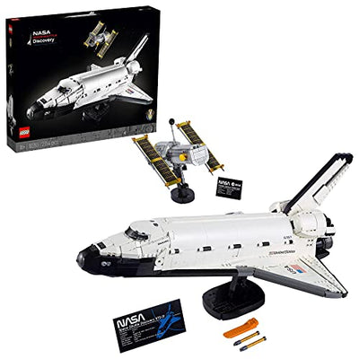 LEGO Creator Expert NASA Space Shuttle Discovery (10283) & 92176 Ideas NASA Apollo Saturn V Weltraumrakete und Fahrzeuge, Raumschiff Bauset für Sammler, mit Displayständer