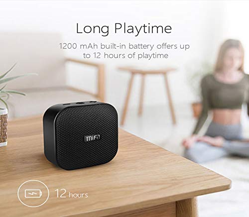 MIFA A1 Mini Lautsprecher Bluetooth, Technologie True Wireless Stereo, 15 Stunden Spielzeit, IP56 Wasserfester und Staubdichter Wireless Speaker mit 3,5mm Audio-Eingang, Schwarz