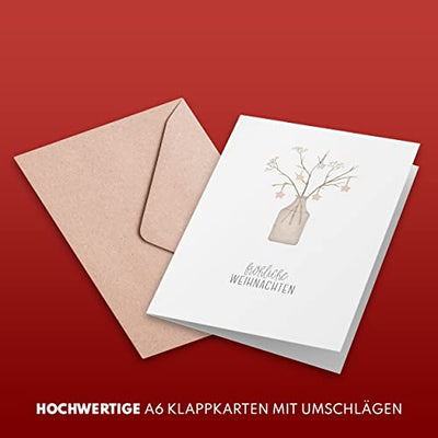 Weihnachtskarten mit Umschlag Set (12 Stück) - A6 Klappkarten für Weihnachten - Christmas Postkarte mit Umschlägen für deine Weihnachtsgrüße - Coole Weihnachtspostkarten mit und ohne Sprüche