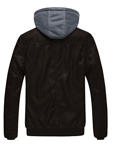 Wantdo Herren Lederjacke Lederjacke Hellbraun Lederjacke Winter Gefüttert Jaket für Dunkelkaffee-Verdicken S