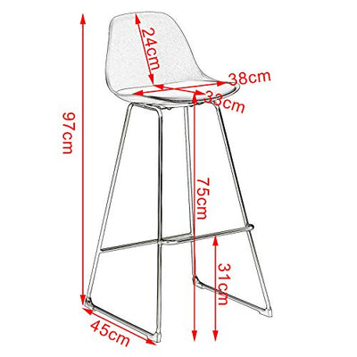 WOLTU Barhocker BH158sz-2 2er Set Designer Hocker Barstuhl Hocker Tresenhocker Bistrohocker Kunstleder Metall Schwarz