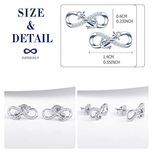 INFINIONLY Damen Ohrring, 925 Sterling silber Schmuck-Sets, Anker und Unendlichkeitssymbol Ohrringe, Silber, Intarsien Zirkon, Geburtstag Weihnachten Muttertag Geschenk