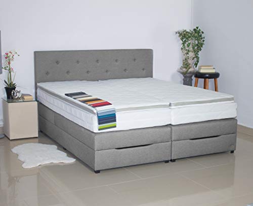 PAARA Boxspringbett mit Bettkasten Anti-Rutschmatten Taschenfederkern Matratze Kaltschaum Topper Komplettset 180 x 200 cm - Jedes Bett EIN Unikat - Made in Germany