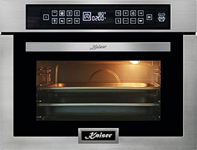 Kaiser Herdset EH 6306 R+ EM 6307 R, Einbau Backofen Set 79 L, 15 Funktionen, Edelstahl + Mikrowellen Backofen, 45 cm Hoch, TouchControl, Heißluftsystem, Infrarotgrill, Mikrowelle, 22 Funktionen