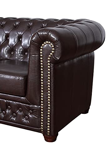 Küchen-Preisbombe Edles Chesterfield Sofa 3 Sitzer in Kunstleder Vintage braun Couch Polstersofa