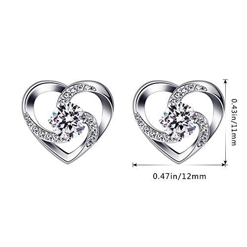 B.Catcher Herz Ohrringe Damen 925 Sterling Silber Ohrschmuck ''Liebe ist Das Glück'' Schmuck Zirkonia Geschenk für Damen