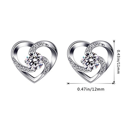 B.Catcher Herz Ohrringe Damen 925 Sterling Silber Ohrschmuck ''Liebe ist Das Glück'' Schmuck Zirkonia Geschenk für Damen