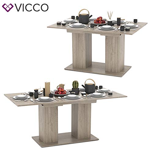 Vicco Esstisch DIX 90 x 140cm - 180 cm Esszimmertisch ausziehbar Küche Tisch (Sonoma Eiche)