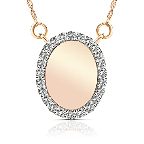 EDELIND Halskette mit Anhänger 585 Echt Gold mit 24 Diamanten 0.11 Ct, Doppelankerkette 14 Karat Gelbgold 46.5 cm lang, Diamant Goldkette für Damen Mädchen mit Schmuck Geschenk Box